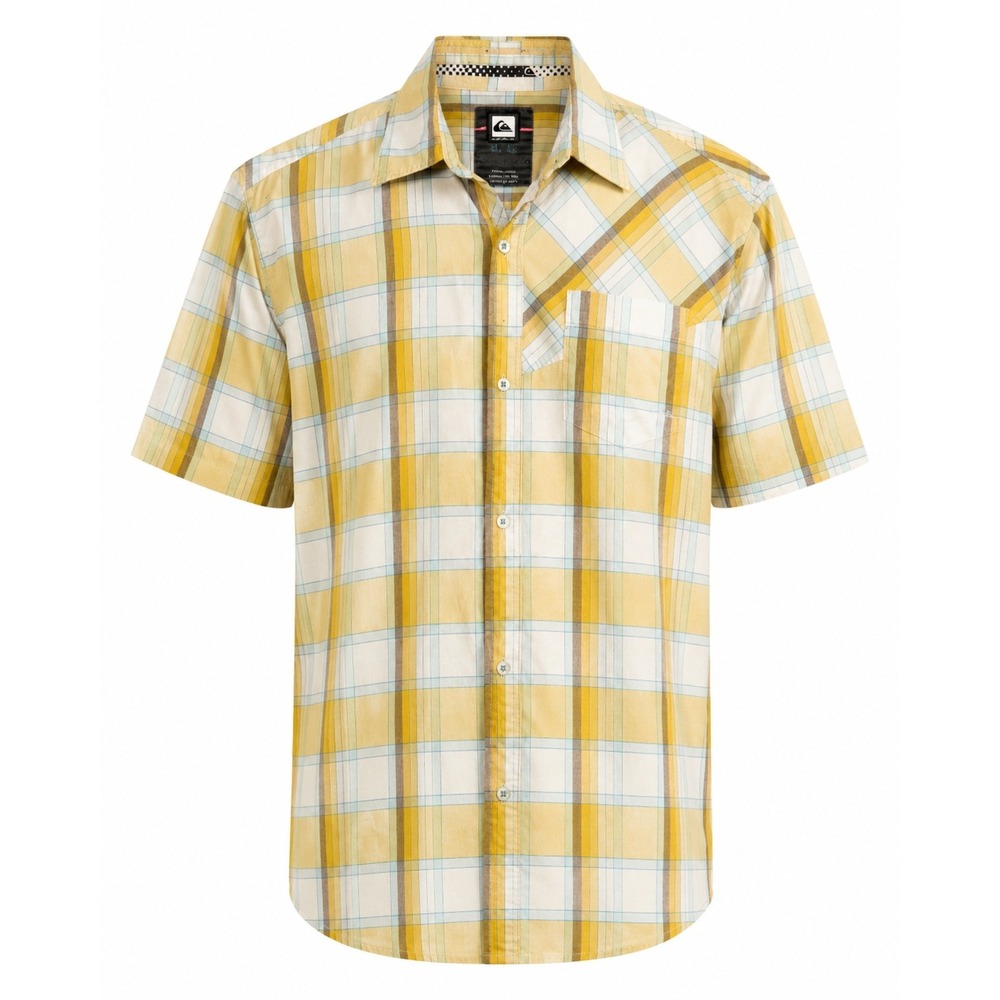 Quiksilver Plaid Button Down Shirt Mens XL Yellow